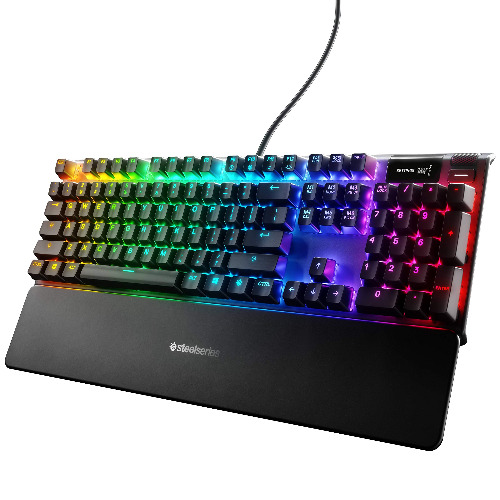 SteelSeries Apex Pro Mechanical Gaming Keyboard – Adjustable Actuation Switches – World’s Fastest Mechanical Keyboard – OLED Smart Display – RGB Backlit - Apex Pro Wired