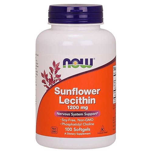 NOW Foods Supplements, Sunflower Lecithin 1200 mg with Phosphatidyl Choline, 100 Softgels - 100 Count (Pack of 1)