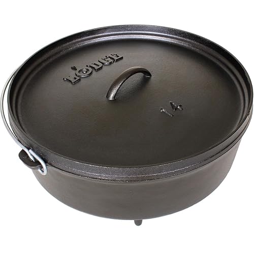 Lodge 6 Quart Pre-Seasoned Cast Iron Camp Dutch Oven with Lid - Dual Handles - Use in the Oven, on the Stove, on the Grill or over the Campfire - Black - 6 Quart - Oven