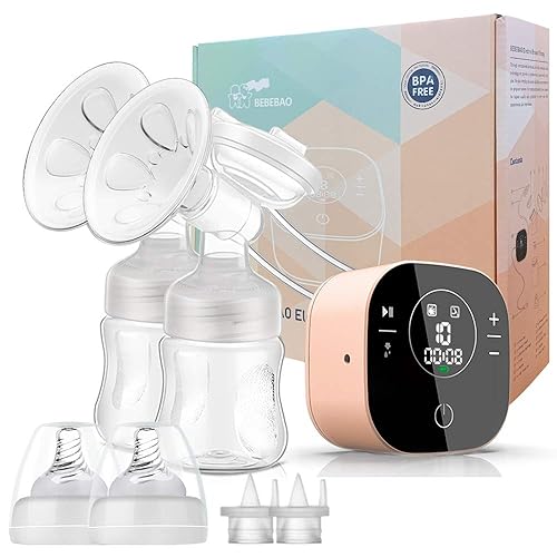 Electric Double Breast Pump, Breastfeeding Pump with 2 Modes & 10 Levels,Ultra-Quiet Rechargeable Milk Pump for Travel&Home