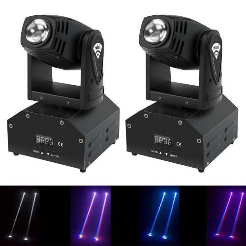 DJ Lights Moving Head U`King Mini LED Moving Head Light RGBW Stage Lighting Beam Spot Lights by DMX 512 Sound Activated Control for Wedding Disco Party Indoor (2 Pack) - Multicolor