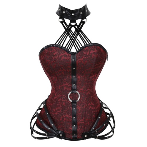 AMhomely Medieval Costume for Women Renaissance Dress Sale Corsets Floral Overbust Corset Bustier Lingerie Top Gothic Hollow Out Bandage Shapewear Sexy Underwear Halloween Punk Hippie Dresses