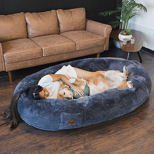Plufl, The Original Human Dog Bed for Adults, Kids, and Pets. As Seen on Shark Tank. Comfy Plush Large Bean Bag with Memory Foam, Machine Washable, and Durable. Perfect nap and Floor Bed - Black - Black