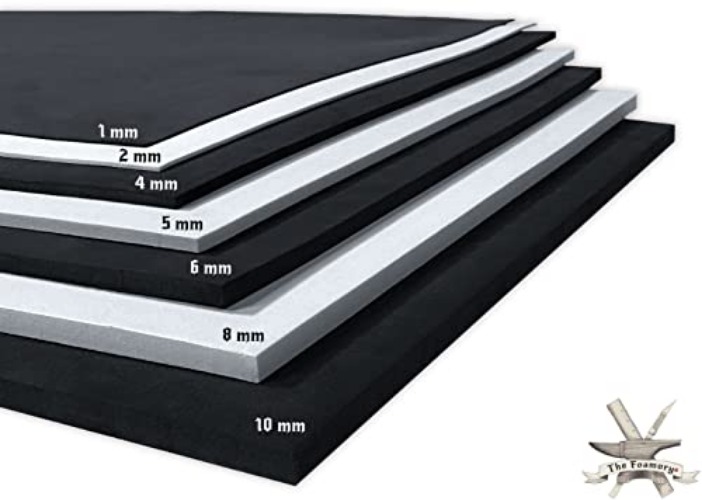 EVA Foam Cosplay - 6mm (1mm to 10mm) - White or Black - 14" x 39" Sheet - Ultra High Density Craft Foam 85 kg/m3 - by The Foamory - 6mm - Thickness - White