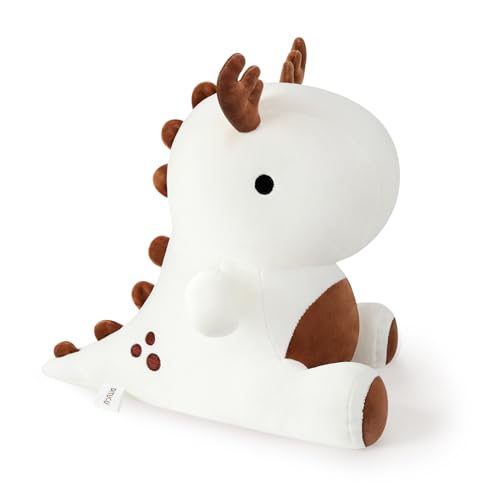 Ditucu Cute Dinosaur Stuffed Animals Toys Wear Antler Plush Dolls Soft Dino Plushie Christmas Birthday Gifts for Kids Girls Boys White 12 inch - White - 12 inch