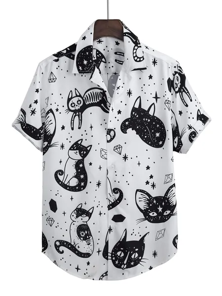 Men Cartoon And Geo Print Shirt