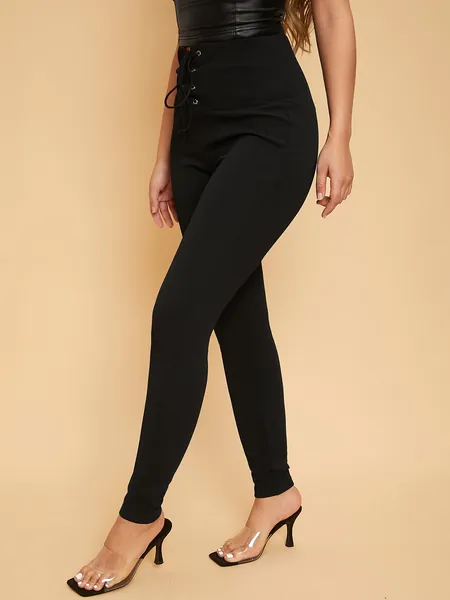 SHEIN SXY Lace Up Fly Skinny Pants