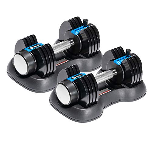Lifepro Adjustable Dumbbells Set of 2 | 5lb-25lb, 2.5lb-15lb, 6in1 - Compact Quick Adjustable Weights Dumbbells Set of 2 - Full Body Exercise & Fitness Dumbbells Adjustable Weight for Home Gym - PowerFlow 25lb Pair