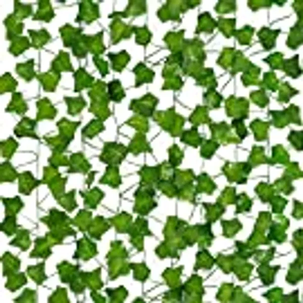 COCOBOO 12 Pack Artificial Vines, Fake Ivy Garland for Room Decor Fake Plants Ivy Greenery Leaves UV Resistant, Home Bedroom Office Party Wedding Wall Accessories Decor, 84 Feet