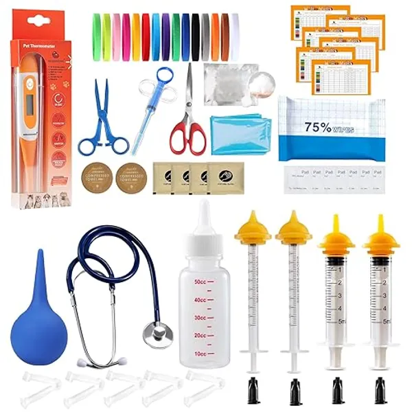 REDDOUDOU Puppy Kitten Whelping Kit, Whelping Kit with Feeding Nipple Bottle Stethoscope Scissors Cord Clamps Aspirator etc Full kit - Mode 1
