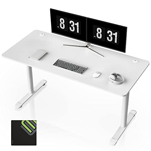 EUREKA ERGONOMIC White Gaming Desk, 60 Inch Large Home Office Computer Desk with Free Mouse Pad, I Shaped PC Gamer Students Teens Study Writing Table Laptop Sturdy Modern Workstation, Easy To Assemble - 60" - White