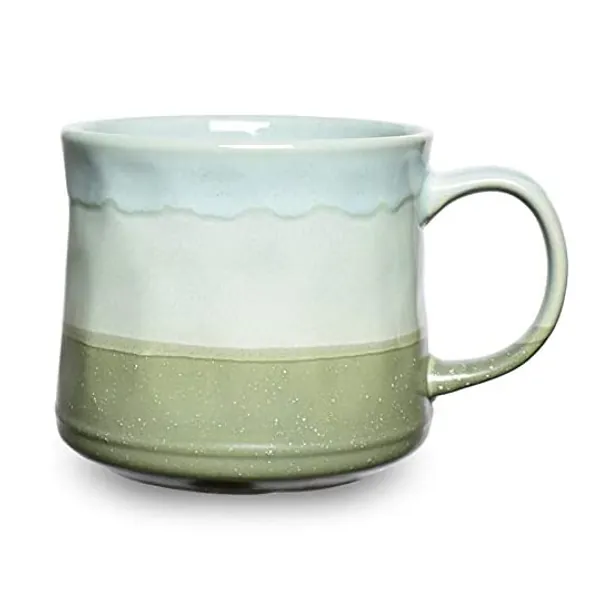 Bosmarlin Large Ceramic Coffee Mug, Big Tea Cup for Office and Home, 21 Oz, Dishwasher and Microwave Safe, 1 PCS (Green)                        