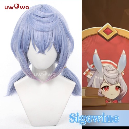 【Pre-sale】Uwowo Game Genshin Impact Sigewine Cosplay Wig  Light Blue Middle Hair