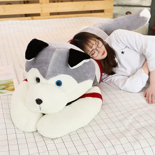 Nice Giant Dog Plush Toy Soft Stuffed Husky Long Pillow Cartoon Animal Doll Sleeping Pillow Cushion Home Decor Kids Gift (Husky,180cm/70 inch) - Husky - 180cm/70 inch