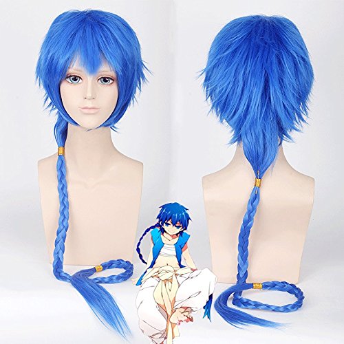CINKY Wig for Halloween Fashion Christmas Party Dress Up Wig Cos Wig Sapphire Blue Braid Shape Magic Flute Magi Aladdin Anime Wig 010