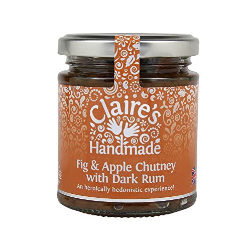 Claire's Handmade | Fig & Apple Chutney with Dark Rum | Breakfast Treat | Great Taste | Gluten Free | GMO Free | Suitable for Vegetarians & Vegans | 200g Jar - Fig & Apple Chutney with Dark Rum