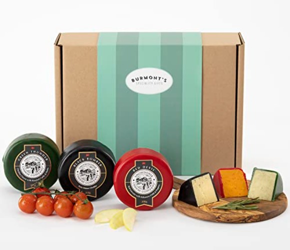 Snowdonia Cheese Company Gift Hamper Containing Three, 200g Truckles - Little Black Bomber, Red Devil & Green Thunder. Hamper Exclusive To Burmont's