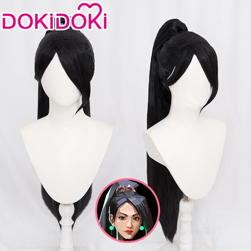 【Ready For Ship】DokiDoki Game Valorant Cosplay Sage Wig Long Straight Black Hair | Wig Only