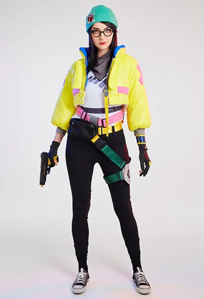Valorant Agent Killjoy Coat and Trousers Set Cosplay Costume with T-Shirt and Hat