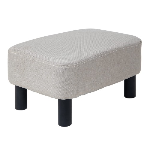 IBUYKE 42 cm liten fotpall linnetyg puff ottoman fotstöd modernt hem vardagsrum sovrum rektangulär pall, med vadderat säte, ben i furu, linne RF-BD213-C - vit