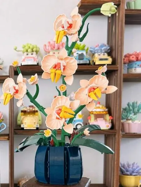 Orkide Bukett DIY Artificiell Blomma Kruka Plantering Byggnadsblock Uppsättningar , Högt värde Dekorationer , Idealisk Presenter För Flickor Semester