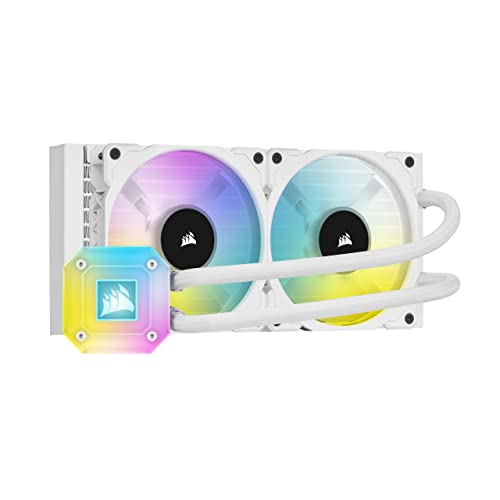 Corsair iCUE H100i ELITE CAPELLIX CPU-Flüssigkeitskühlung (Hochleistungs-RGB-Pumpenkopf, 33 Ultrahellen CAPELLIX RGB-LEDs, Zwei 120-mm-PWM-Lüfter der ML RGB Series, Inklusive iCUE Commander CORE) Weiß - ELITE CAPELLIX - Weiß - 240-mm-Radiator