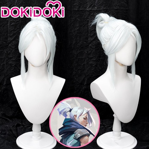 【Ready For Ship】DokiDoki Game Valorant Cosplay Jett Cosplay Wig White Hair VALORANT | Jett
