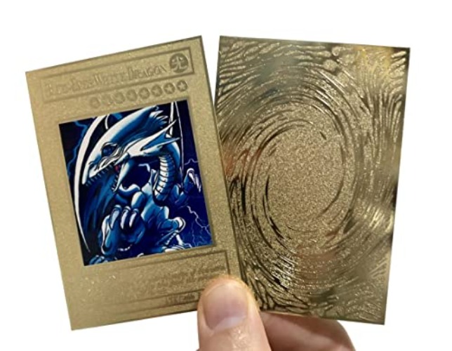 Blue-Eyes White Dragon Colored Gold Metal Yugioh Card