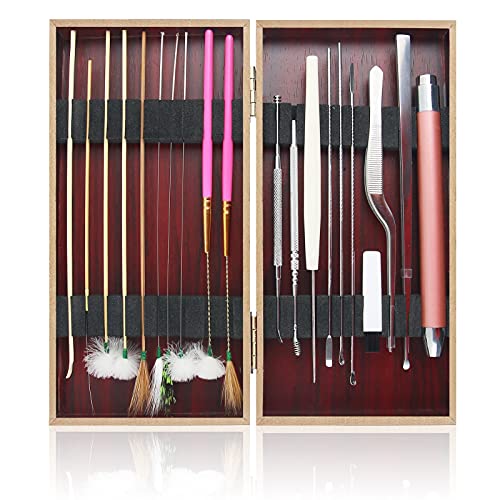 20Pcs Earwax Removal Kits Brushes for Ear, Ear Cleaning Tool Kits, Luminous Ear Picks Earwax Catcher Cleaning Brushes Clips Goose Feather Ear Pick Stick, Adults and Children Ear Wax Removal Tool
