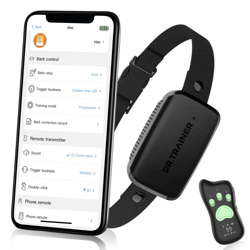 Dr.Trainer Bark Collar with Remote, Quick Charge IPX8 Waterproof Dog Shock Collar with APP, Free Combination Mode with Custom Sound/Vibration/Shock (T1sPro Include B1sPro All Functions) - T1sPro ( Pro Version )