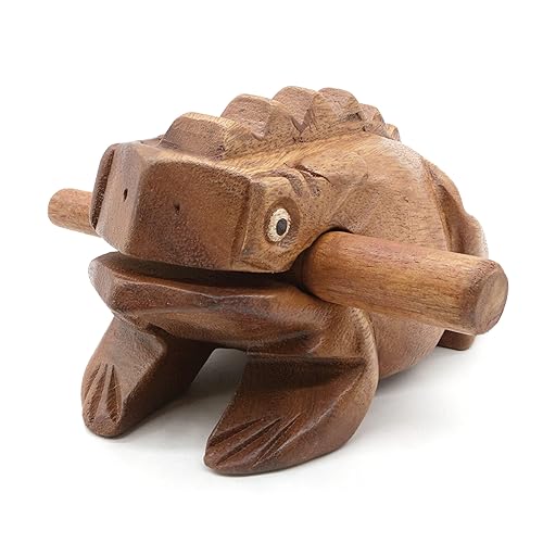 BSIRI 5" Wooden Frog Rasp - Musical instruments of Africa Frog Rasp Super Guiro Percussion Frog Wood Block Instrument of Frog Noise Maker Cool Music Gifts Ideas Fun Instruments for Adults and Kids - 5 Inches