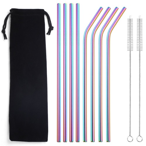 Reusable Metal Drinking Straws (8pc) - Iridescent