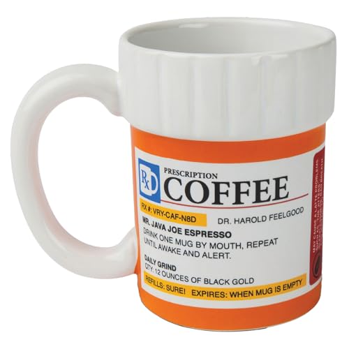 BigMouth Inc. Prescription Coffee Mug - Large Funny Prescription Coffee Cup - Unique Pharmacy Gifts - Hilarious Novelty and Gag Gifts for Doctor - Dishwasher-Safe Ceramic Pill Bottle Coffee Cup - 12oz - White
