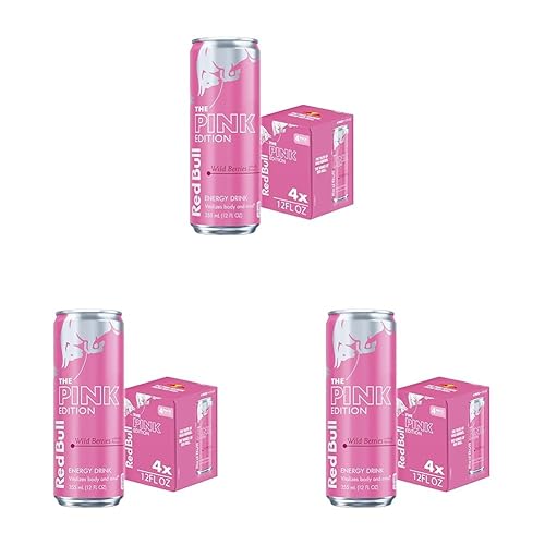 Red Bull Wild Berries, Pink Edition, with 114mg Caffeine plus Taurine & B Vitamins, 12 Fl Oz, Pack of 12 Cans