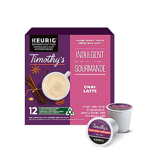 Timothy's Chai Latte K-Cup Coffee Pods, 12 Count For Keurig Coffee Makers - Chai Latte - 12 count (Pack of 1)
