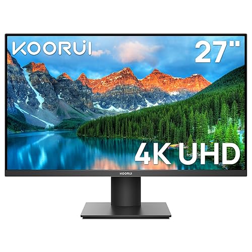 KOORUI 27 Inch Monitors, 4K UHD(3840 * 2160) IPS Computer Monitors, HDR10, 90% DCI-P3, Frameless, 2X HDMI 2.0 & DisplayPort 1.4, VESA Mountable, Eye Care - 27" UHD/IPS