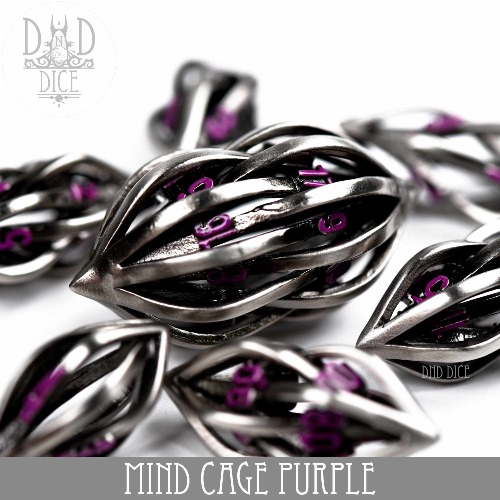 Mind Cage Purple Hollow Metal Dice Set (Gift Box)