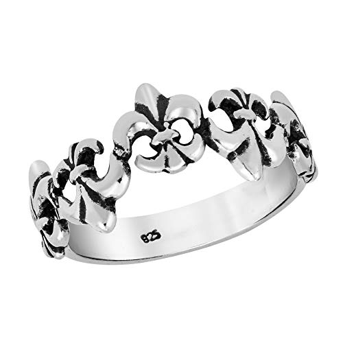 AeraVida Lily Flower Up Down Design .925 Sterling Silver Ring | Classic Wedding Rings For Women | Vintage Comfort Fit Silver Rings for Women | Promise Ring | Sterling Silver Rings Sizes 6-9 - 7