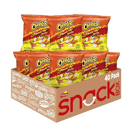 Cheetos Crunchy Flamin' Hot Cheese Flavored Snacks, 40 count (Pack of 1) - 40ct Flamin' Hot - 40 Count (Pack of 1)