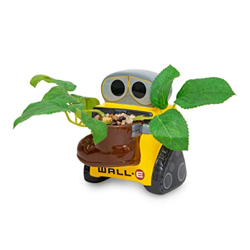 Silver Buffalo Disney Pixar Wall-E 4-Inch Ceramic Mini Planter with Artificial Succulent | Cute Small Flower Pot, Faux Indoor Plant for Desk Shelf - WALL-E