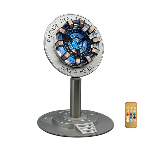 Moonacy Arc Reactor Light, Rechargeable Superhero Lamp, Multi-Color Cute Table Decor, Gift for Him, Iron Tony Has A Heart(Touch/Remote). - Silver