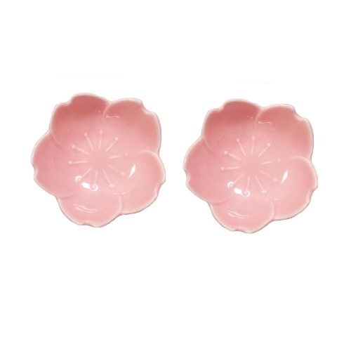 2 Stuks Mini Dessert Schaaltjes, Mini Bloemen Dip Schaaltjes, Snack Serveer Schaaltjes, Keramiek Schaaltjes, voor Voorgerechten, Ketchup, Sojabonen, Sushi, Sojasaus, Azijn (Roze)