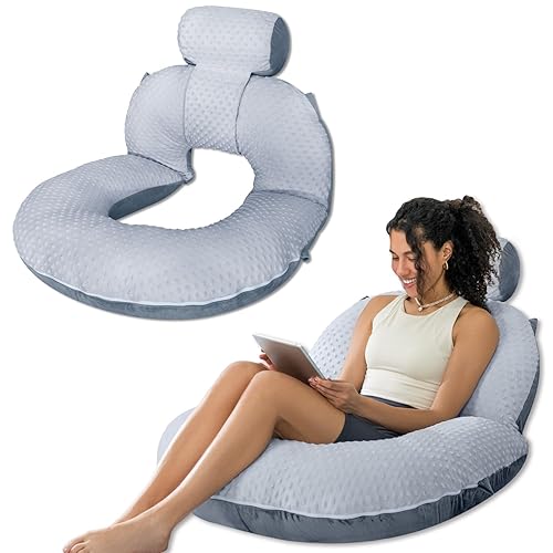 INSEN Reading Pillow, Back Pillow for Sitting in Bed (Upgrade-Dot Velvet-Grey, Upgrade)