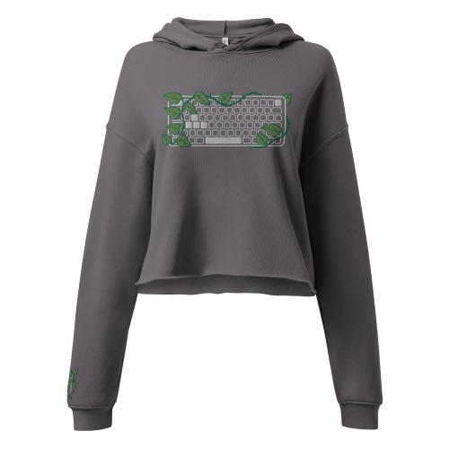 PC Gamer Leaf Embroidered Cropped Hoodie | Storm / 2XL