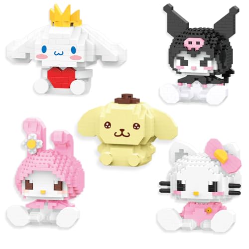 Kawaii Anime Micro Building Blocks Set, Cute Figures Toys, 3D Cartoon Building Toys, Gifts, Bricks Block Model Kit for Intelligence Education (5pcs, One Size)
