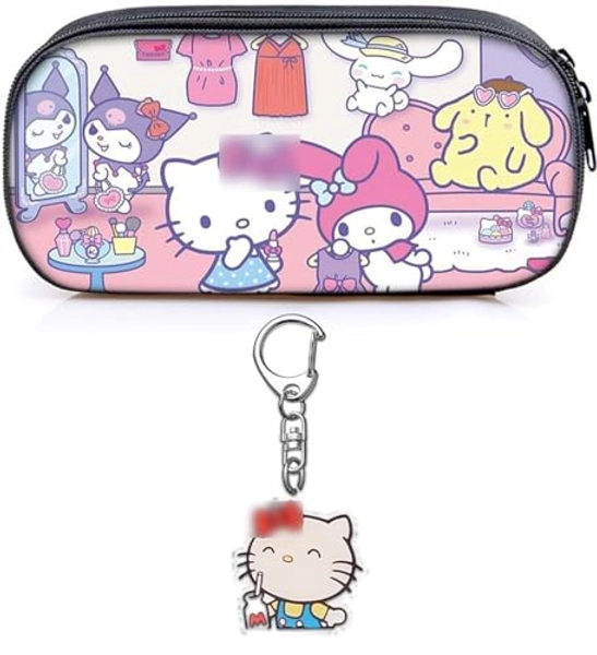 G-Ahora Anime Pencil Case Anime Stationery Large Capacity Pencil Bag School Supplies with Kitty Keychain (Kitty All) - All