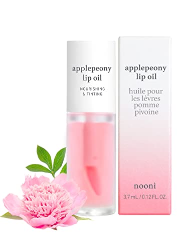 NOONI Korean Lip Oil - Applepeony | with Apple Seed Oil, Lip Stain, Moisturizing, Firming, and Nourishing Dry Lips, 0.12 Fl Oz (Baby Pink) - 08. Applepeony - 1