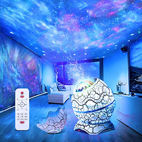 Dinosaur Egg Galaxy Star Projector Starry Light with Wireless Music Player, Night Light with White Noise, Nebula,Timer & Remote Control Best Gift & Decoration for Children's and Adults' Bedroom - White