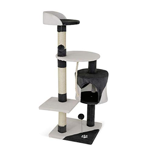 lionto Árbol rascador para Gatos Altura 112 cm, Gris/Blanco - Gris/Blanco