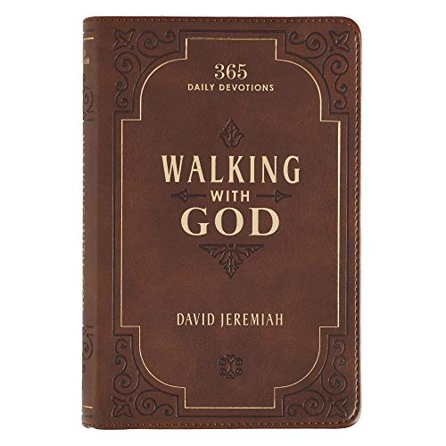 Walking with God Devotional - Brown Faux Leather Daily Devotional for Men & Women 365 Daily Devotions